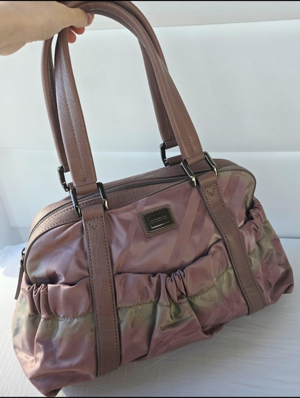 +COA BURBERRY Women’s Satchel Handbag in Dusty Mauve